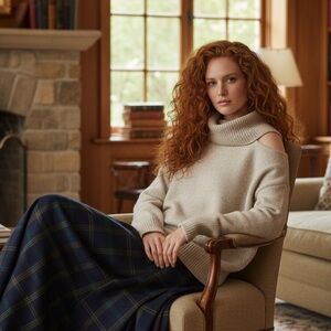 Guess Neutral High Neck One Cold Shoulder Knit Sweater Top Size S